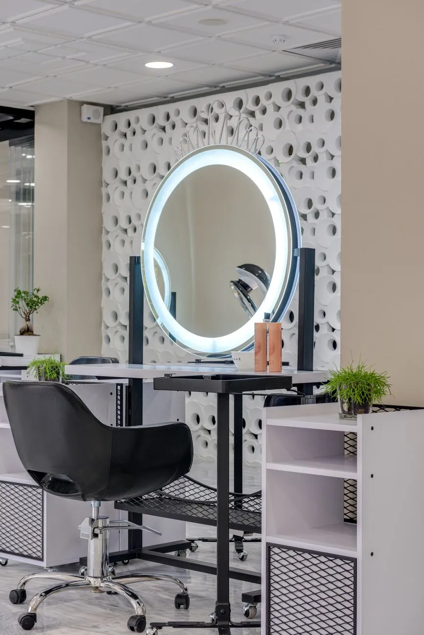 modern hair salon interior natural light